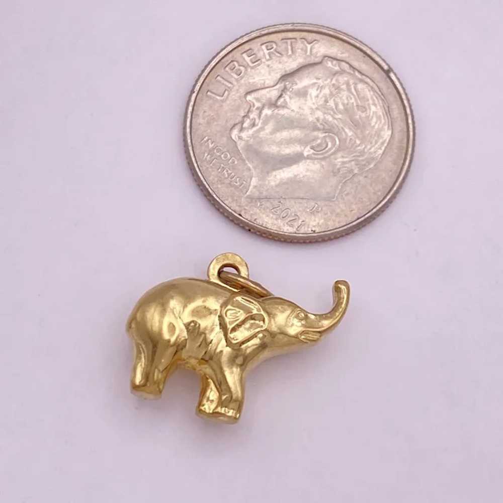 Small Lucky Elephant Vintage Charm 18K Gold Rever… - image 2