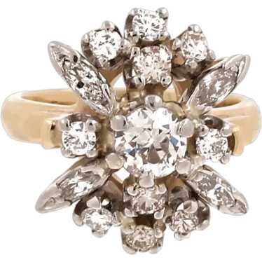 Floral Diamond Ring 14K Two-Tone Gold 1.25 CTW Ol… - image 1