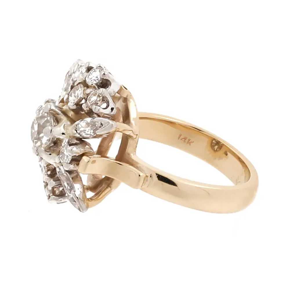 Floral Diamond Ring 14K Two-Tone Gold 1.25 CTW Ol… - image 3
