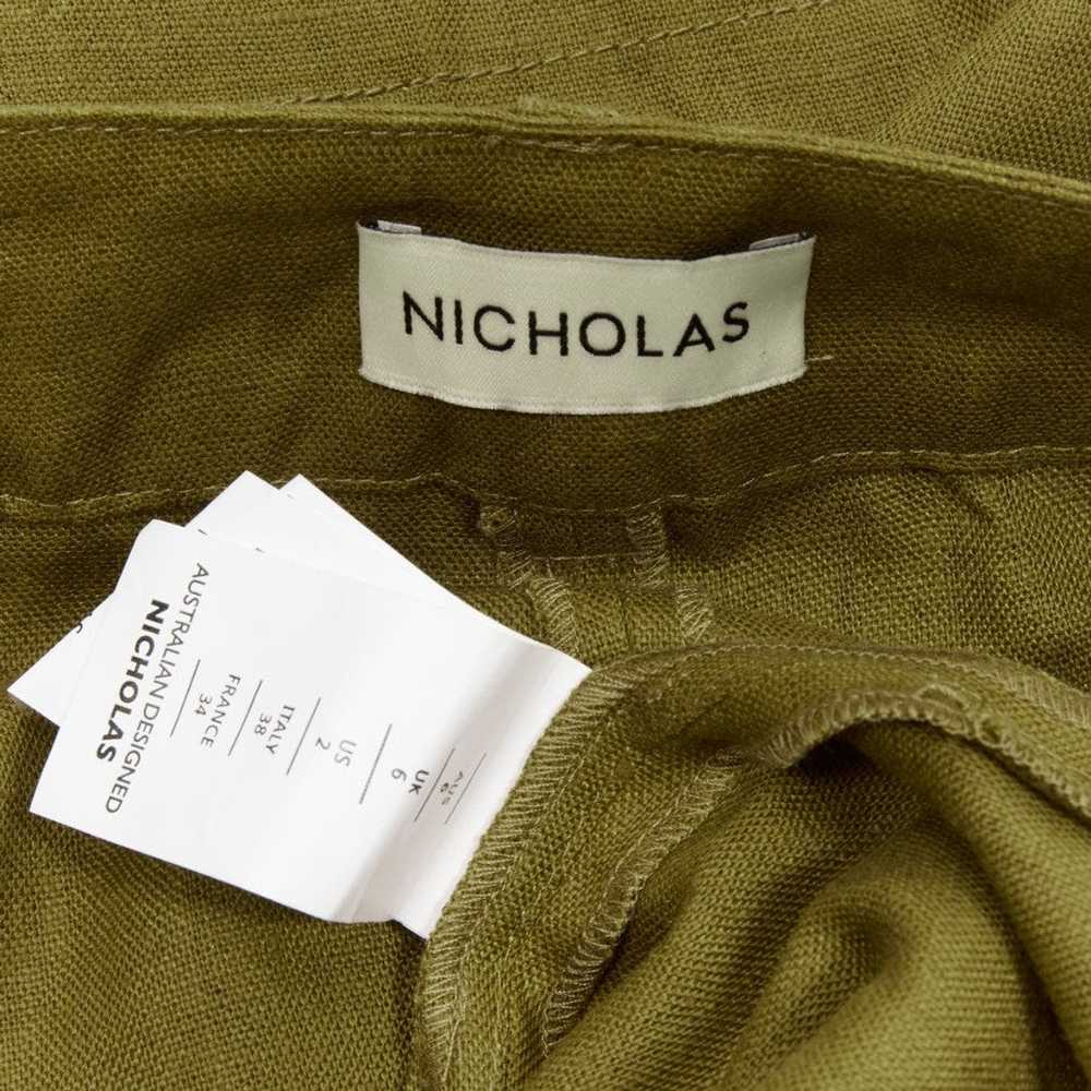 Nicholas NICHOLAS military green 100% linen high … - image 8