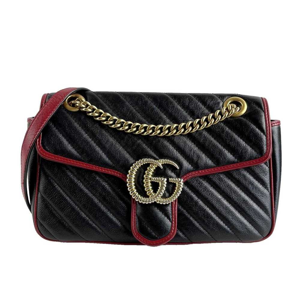 Gucci Gucci GG Marmont Flap Diagonal Quilted Leat… - image 1