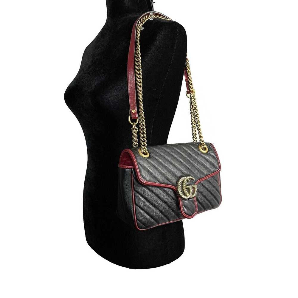 Gucci Gucci GG Marmont Flap Diagonal Quilted Leat… - image 5
