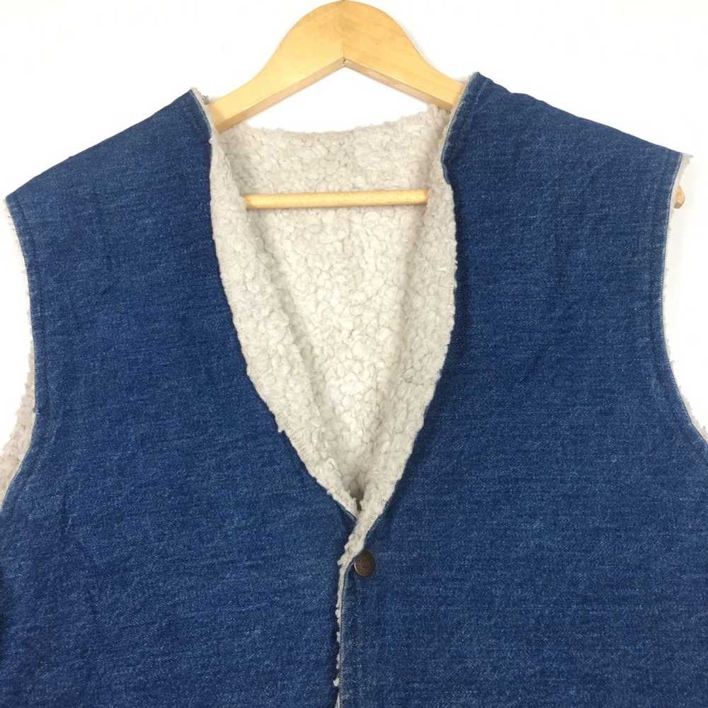 Vintage Vtg 70-80's Denim Sherpa Lined Vest Jacket - image 2