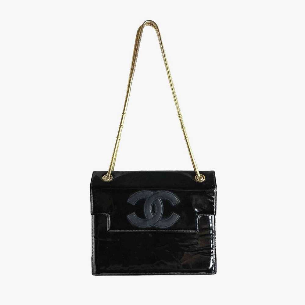 Chanel CHANEL Vintage Vinyl CC Flap Bag Gold Snak… - image 1
