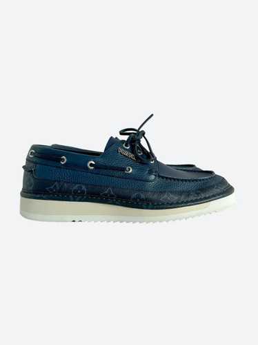 LOUIS VUITTON Damier Infini Mens Marina Bay Boat Shoes 9.5 Navy 1128673