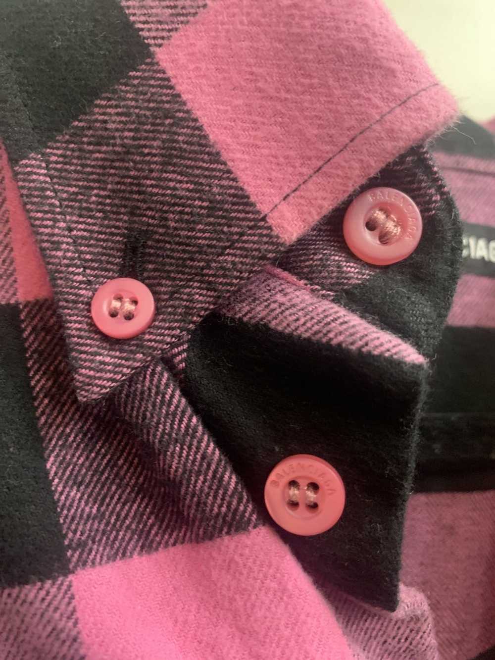Balenciaga Balenciaga pink button up flannel - image 4