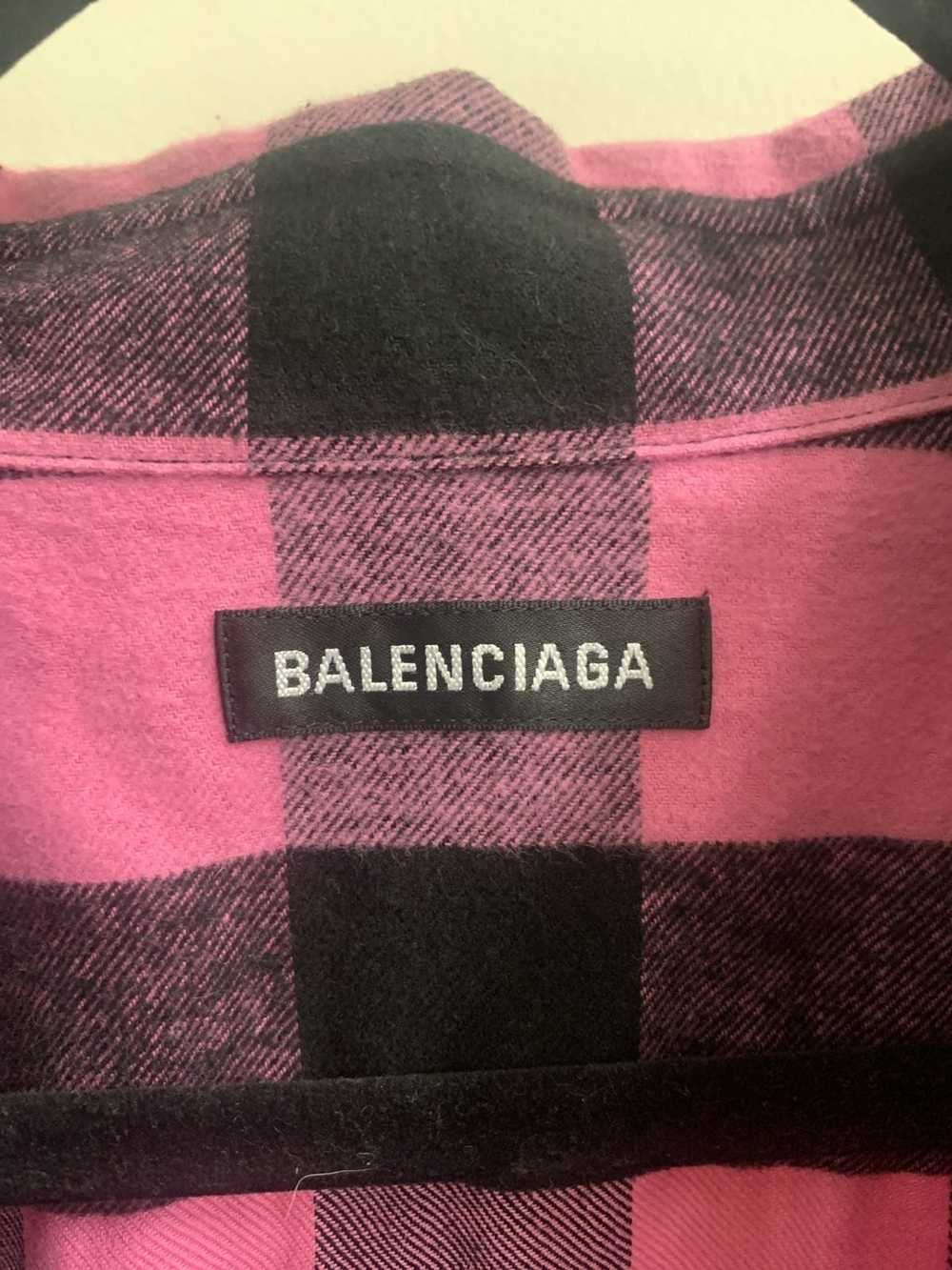 Balenciaga Balenciaga pink button up flannel - image 6