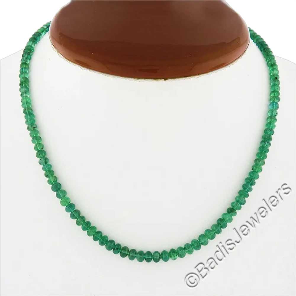 Vintage 15" Rondelle Bead GIA Rich Green Emerald … - image 1