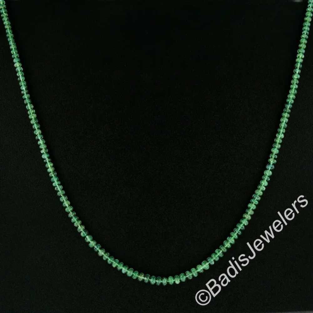 Vintage 15" Rondelle Bead GIA Rich Green Emerald … - image 7