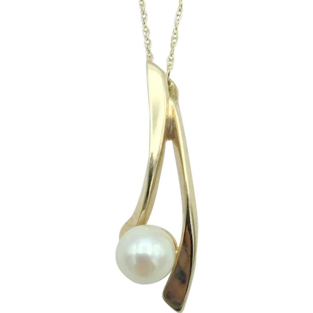 14K Pearl Pendant with Necklace - image 1