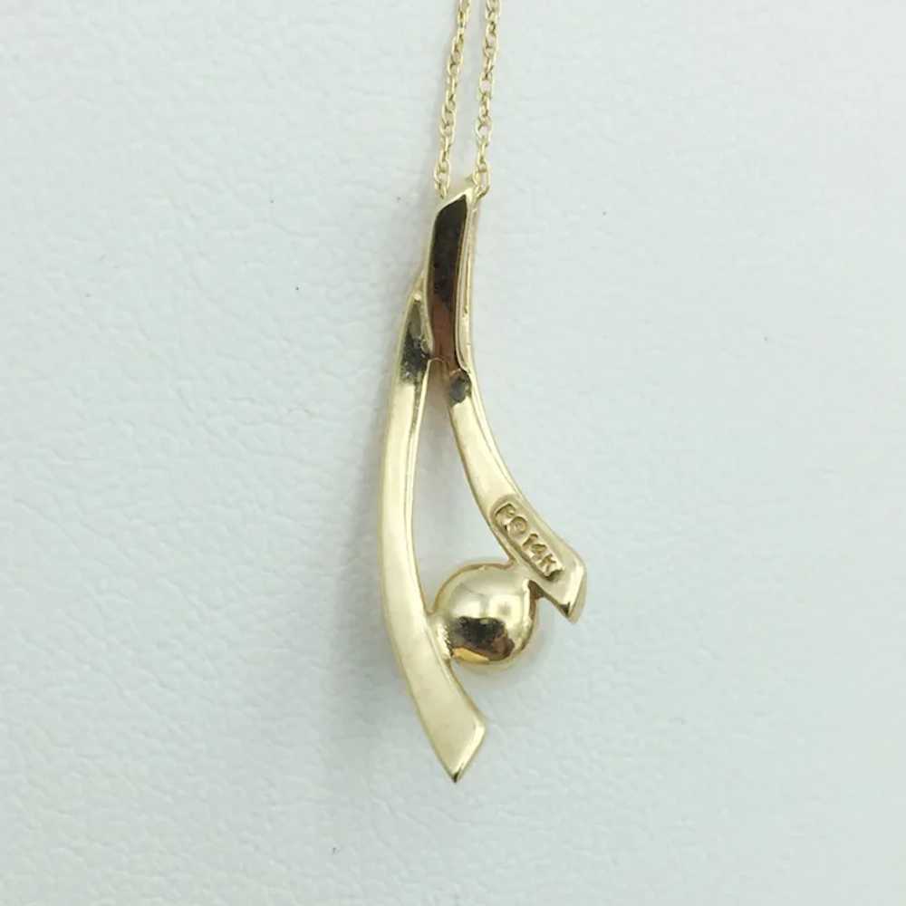14K Pearl Pendant with Necklace - image 2