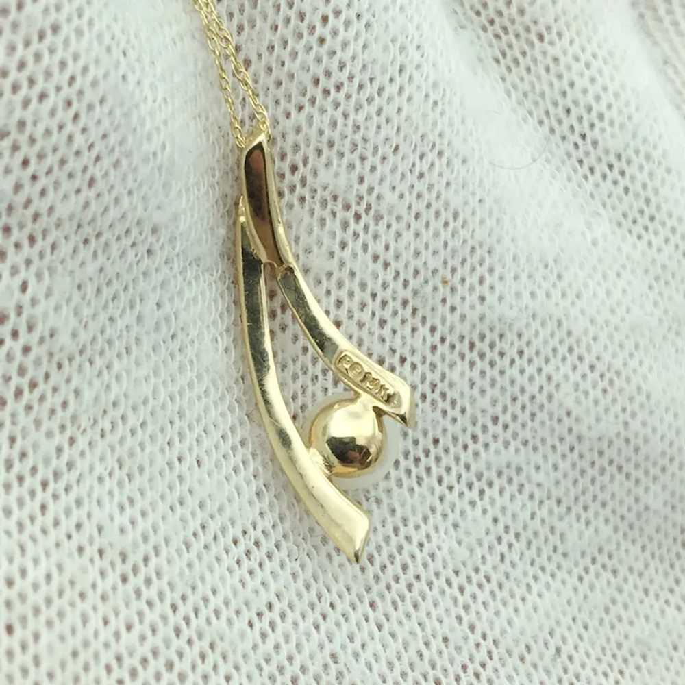 14K Pearl Pendant with Necklace - image 3