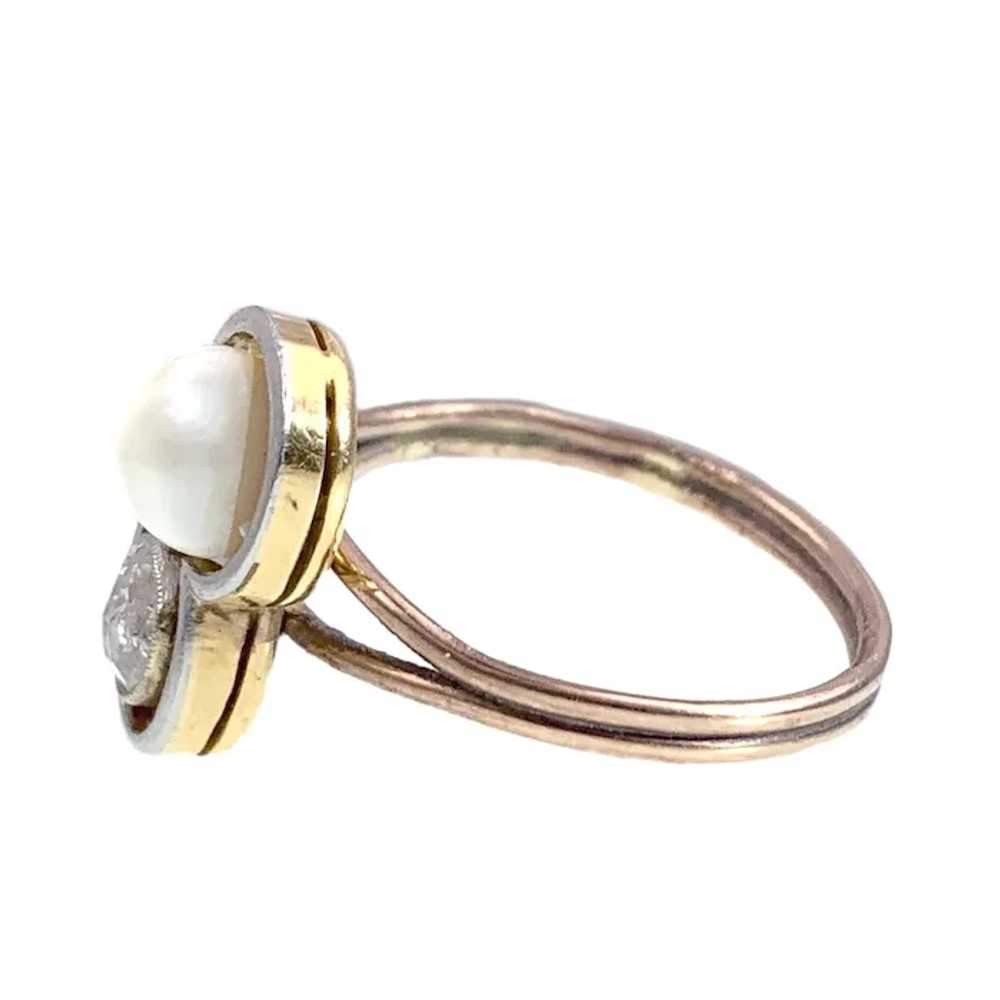 Antique 18K, Diamond & Pearl Conversion Ring "ECL… - image 3