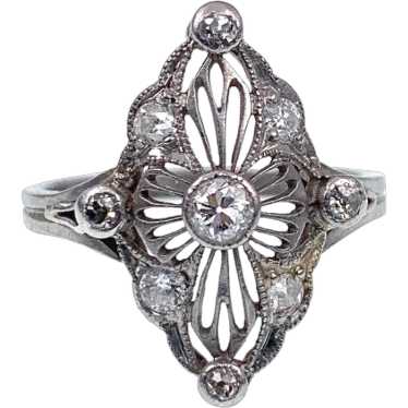 Antique Art Deco Platinum & Diamond Ring "RENNATA" - image 1
