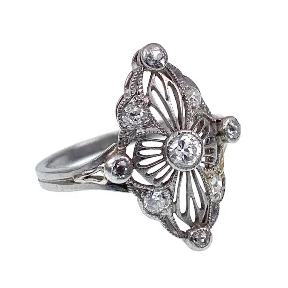 Antique Art Deco Platinum & Diamond Ring "RENNATA" - image 2