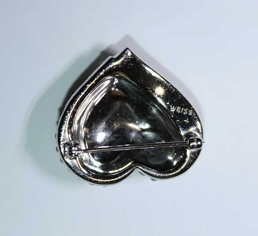 Weiss Crystal Rhinestone and Baguette Heart Brooch - image 3