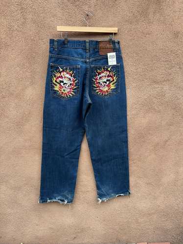 Pop Skull Embroidered Skull Ed Hardy Jeans