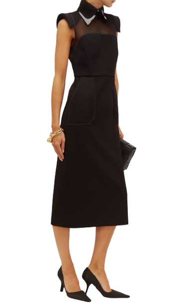 Fendi Pvc Layered Collar Mesh-panelled Wool Dress