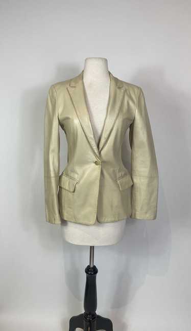 1990s - Y2K Asprey Blonde Leather Blazer Jacket