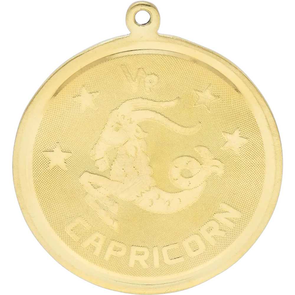 Vintage 14 Karat Yellow Gold Capricorn Zodiac Med… - image 1