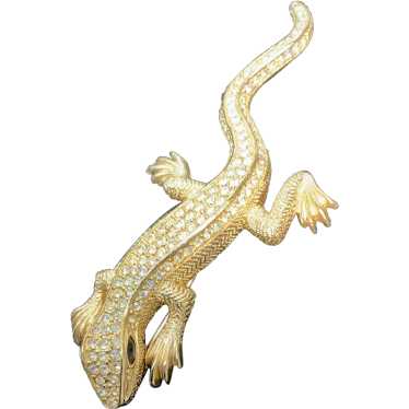 Vintage Crystal Rhinestone lizard Brooch,Handmade Enamel Lapel Brooch Pins  Animal lizard Brooch Premium Badge Costume Hat Bag Decoration Accessories