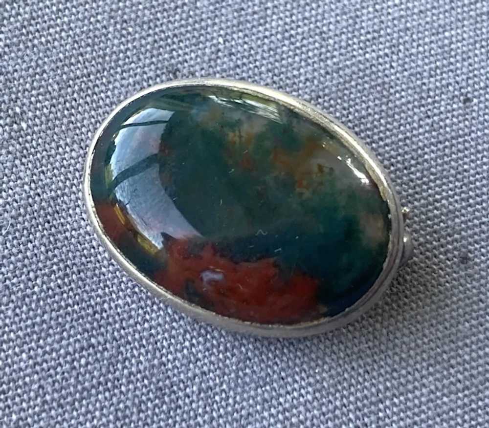 British Sterling Oval Agate Brooch - image 2