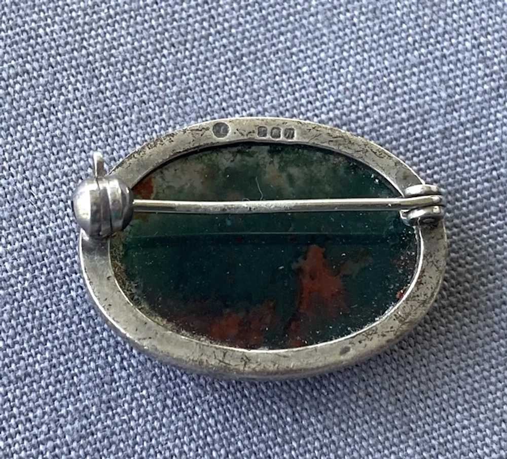 British Sterling Oval Agate Brooch - image 4