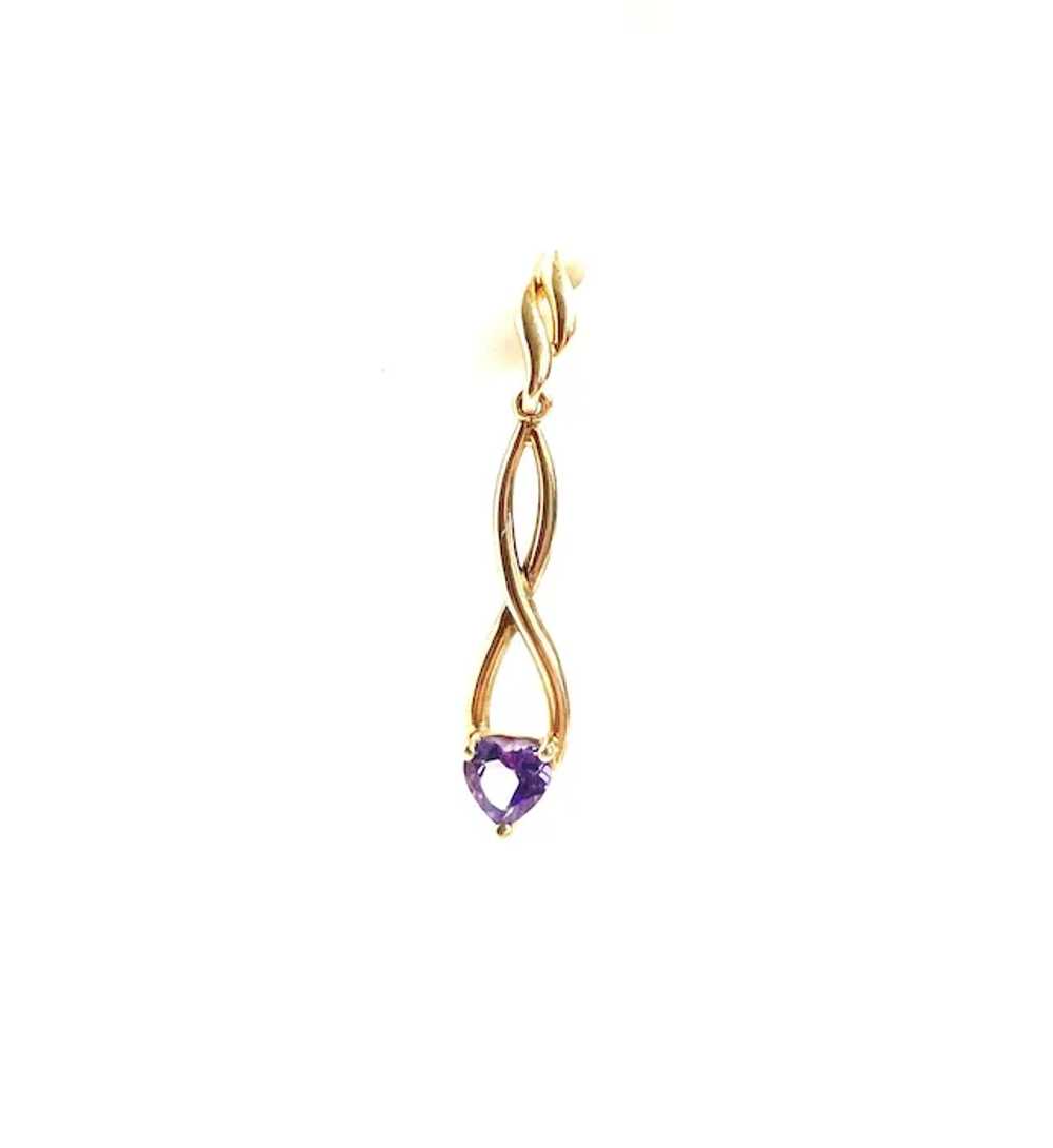 10KT Yellow Gold and Heart Shaped Amethyst Post D… - image 2