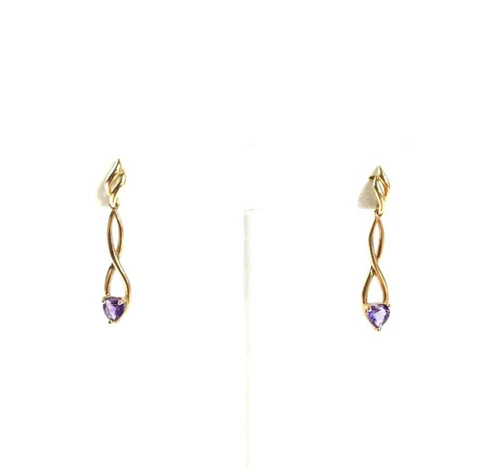 10KT Yellow Gold and Heart Shaped Amethyst Post D… - image 3