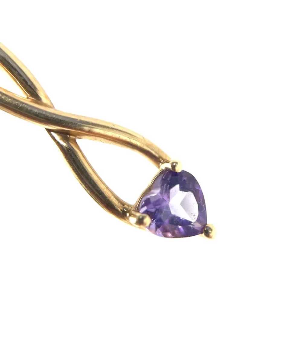 10KT Yellow Gold and Heart Shaped Amethyst Post D… - image 5