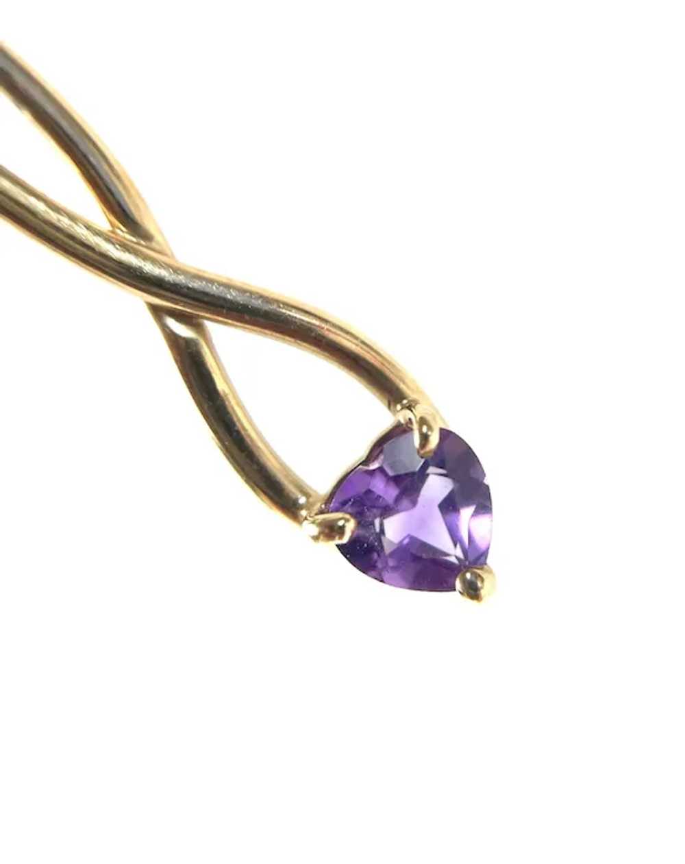10KT Yellow Gold and Heart Shaped Amethyst Post D… - image 7