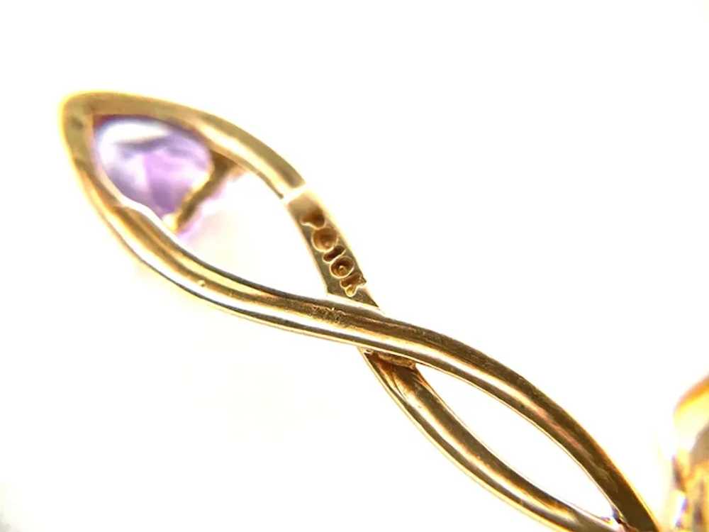 10KT Yellow Gold and Heart Shaped Amethyst Post D… - image 8