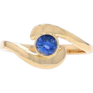 Yellow Gold Sapphire Bypass Solitaire Ring - 14k R