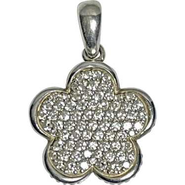 Lagos Sterling Silver and Pave Diamond Flower Pend