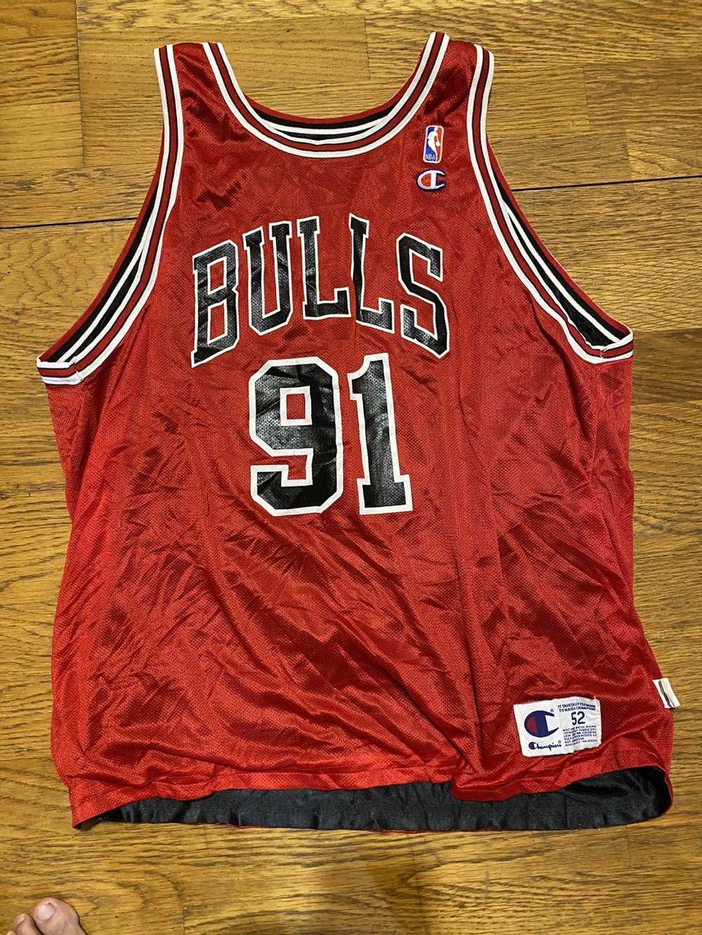 Vintage Chicago Bulls #91 Dennis Rodman Black Champion Jersey Size 48 Made  USA