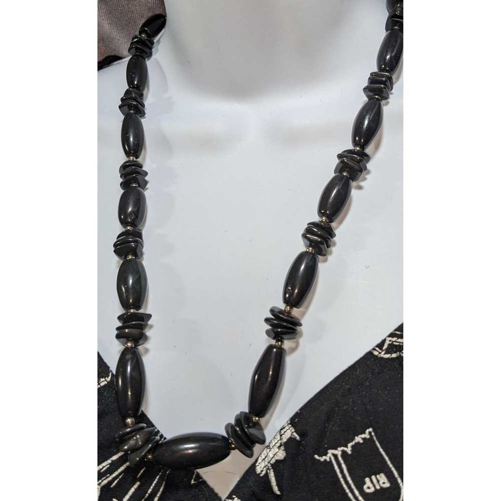 Other Vintage Beaded Onyx Necklace - image 5