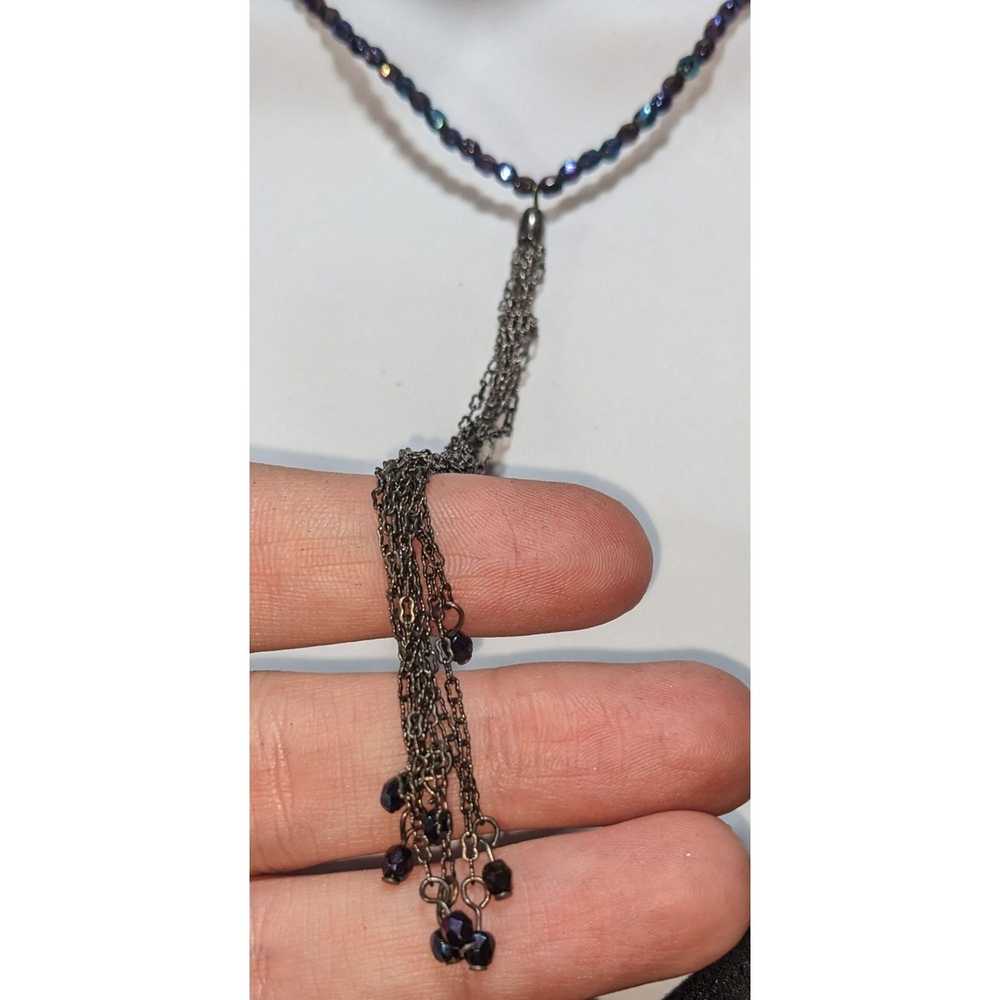 Other Beaded Oil Slick Tassel Necklace - image 2