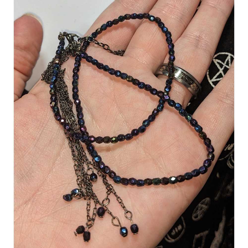 Other Beaded Oil Slick Tassel Necklace - image 3