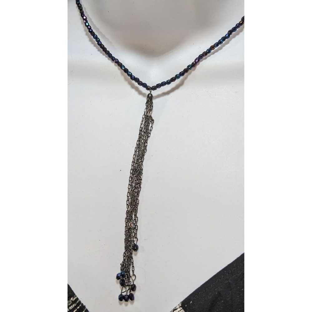 Other Beaded Oil Slick Tassel Necklace - image 5