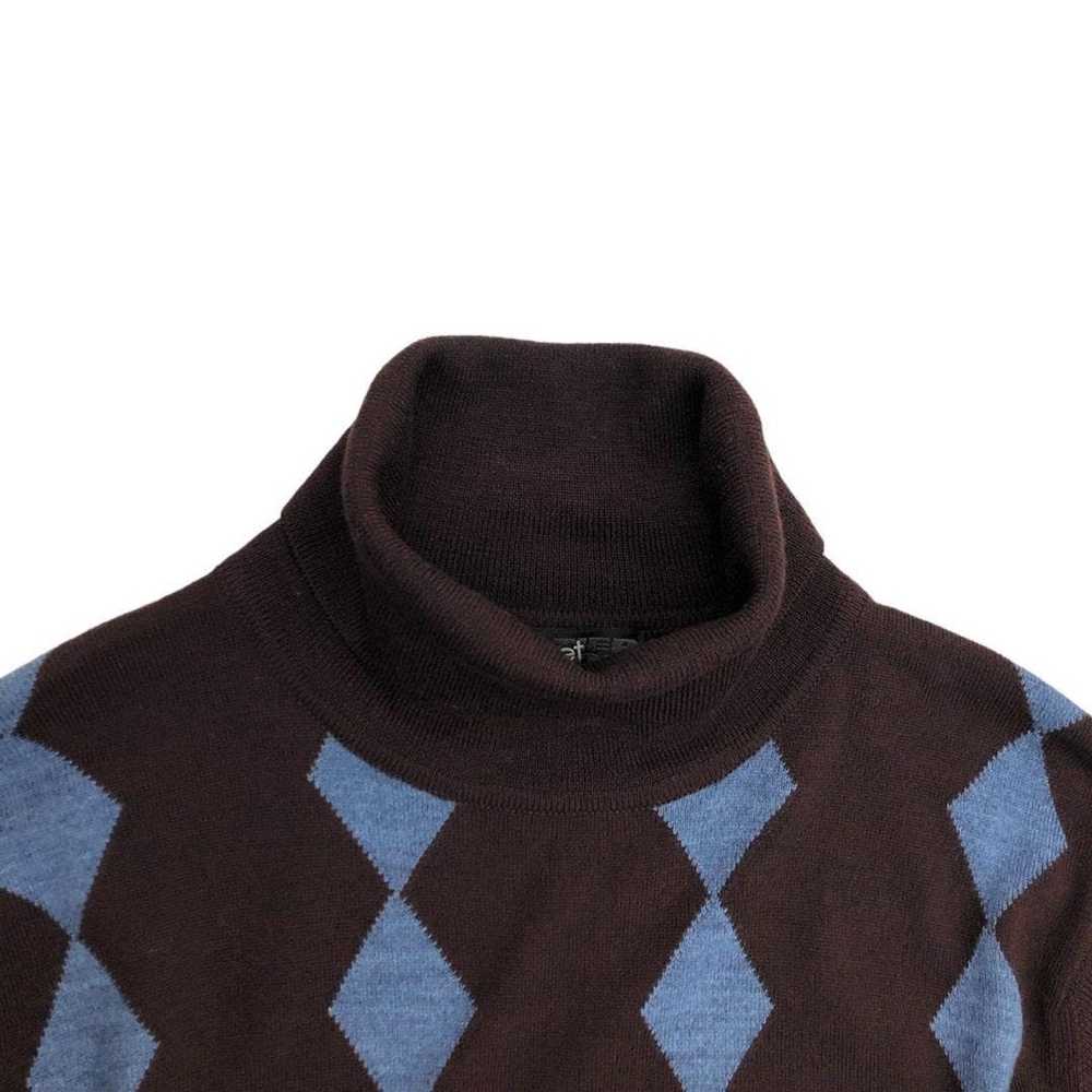 Jean Paul Gaultier Argyle Turtleneck Knit Sweater - image 3