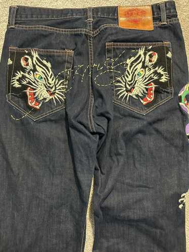 RARE Ed Hardy Bedazzle Jewels Japan Jeans 32 X 34