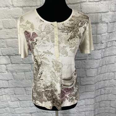 Other Tapemeasure women M henley short sleeve flo… - image 1