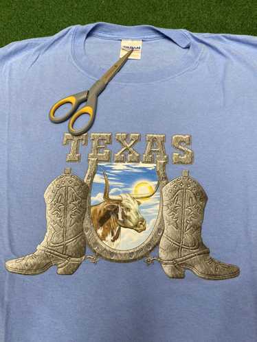 Vintage Vintage Texas Longhorn in boots and Horses
