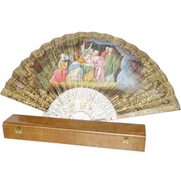 Mid-19th century French Mother of Pearl Folding Fa