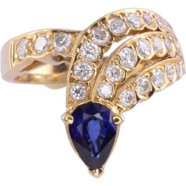 Pear Sapphire Diamond 18K Ring