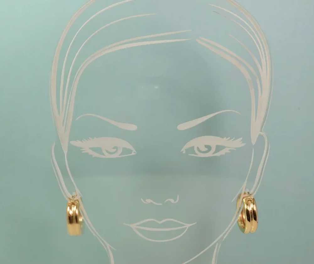 Large 14k Yellow Gold double Tube Hoop Earrings - image 3