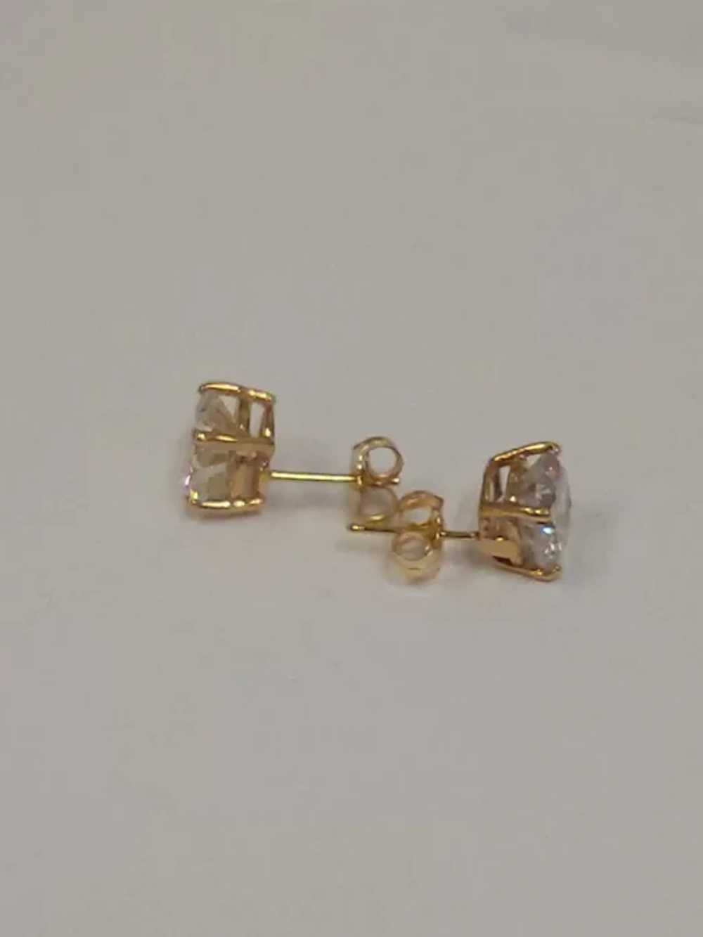 14K Gold Big Cubic Zirconia Stud Earrings, NICE! - image 4