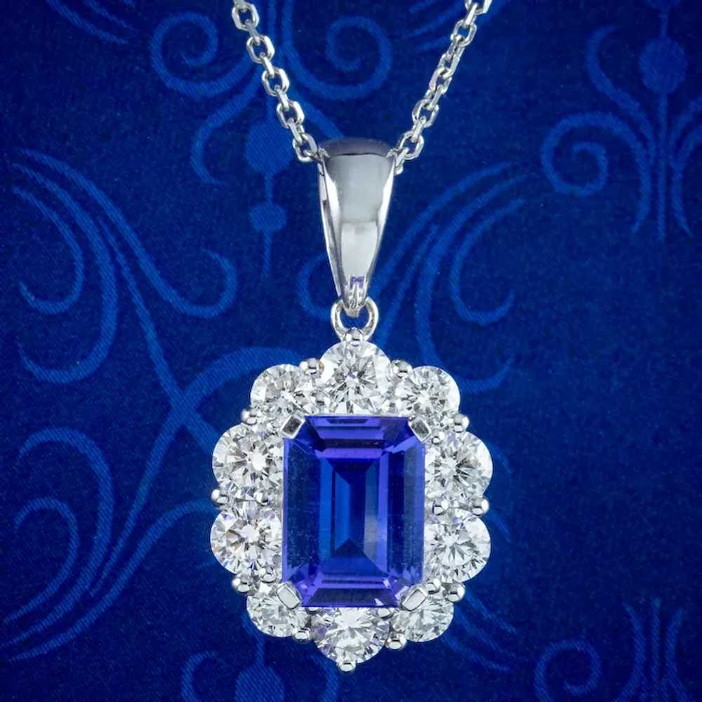 Edwardian Style Tanzanite Diamond Pendant Necklac… - image 2