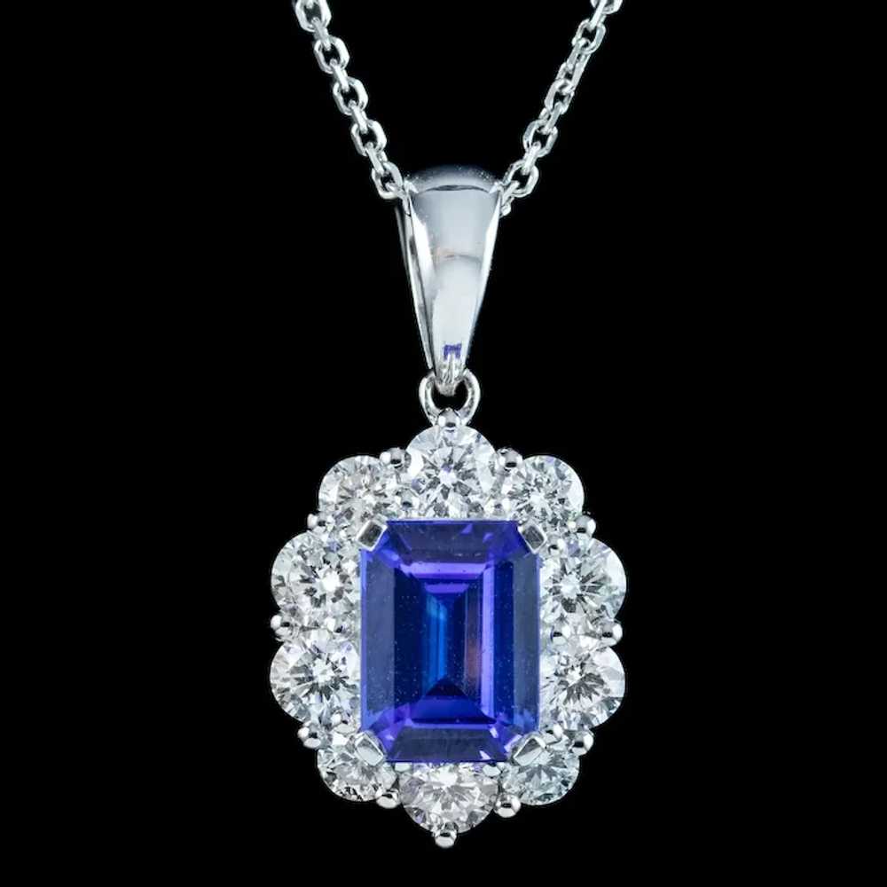 Edwardian Style Tanzanite Diamond Pendant Necklac… - image 3