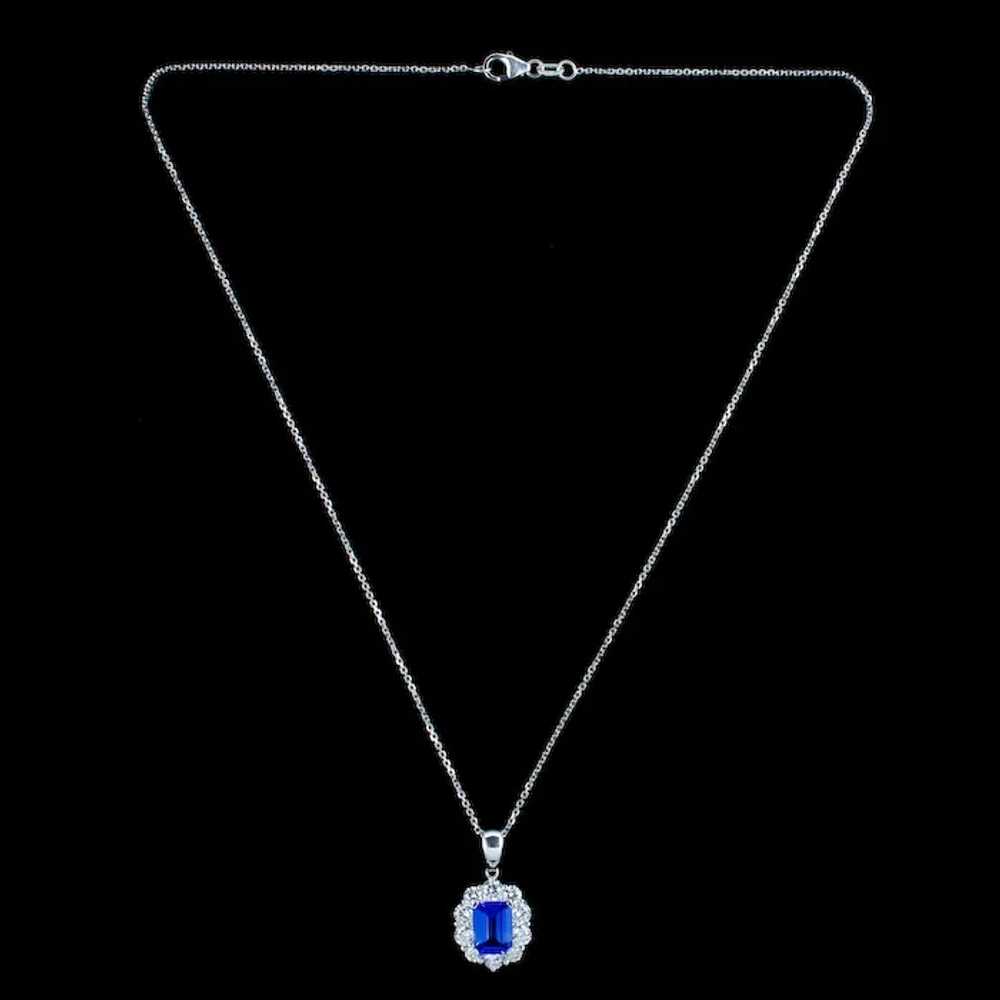 Edwardian Style Tanzanite Diamond Pendant Necklac… - image 7